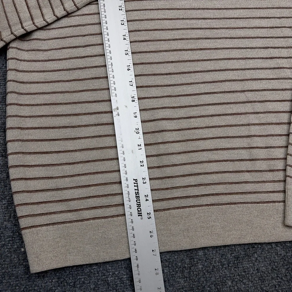 NEW Banana Republic Sweater Mens L Beige Striped Merino Wool Textured Crew Neck